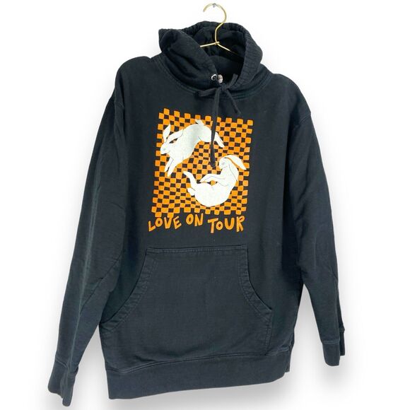 HARRY STYLES LOVE ON TOUR HOODIE ORANGE BUNNIES WOMENS M BLACK 503 - Picture 2 of 7